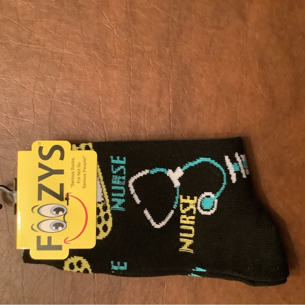 Black and Blue Crew Length Socks with Colorful Designs
